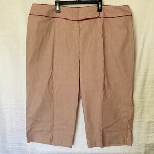 NWT BANDOLINO Red Pinstripe Flat Front Crop Pants Slacks Sz 22 PLUS
